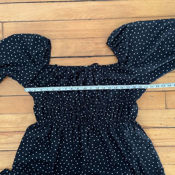 ASOS Curve  Long Sleeve Black and White Polka Dot Mini Dress, Size 14 - Picture 13 of 15